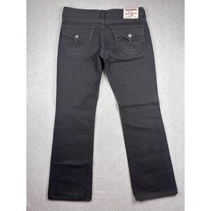 True Religion Straight W Flap Jeans Mens 38x33 Black All Black SN Denim Pants